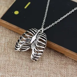 Vintage skull rib cage pendant - with necklaceNecklaces