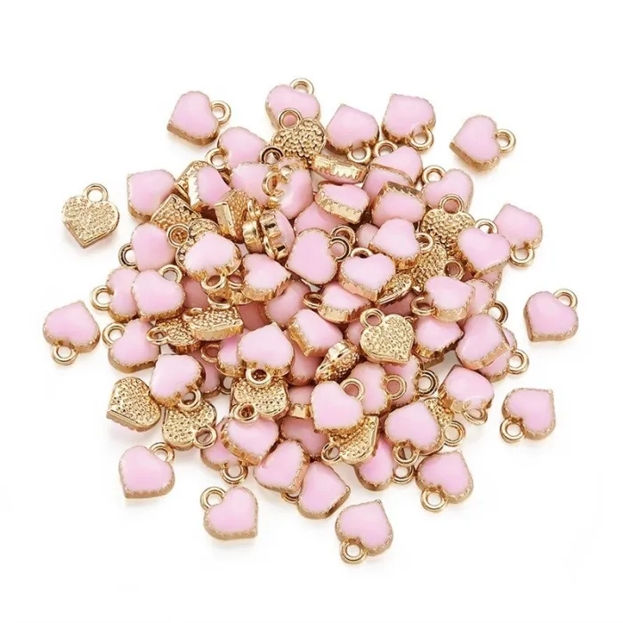 PulseraPequeños colgantes en forma de corazón - para hacer joyas - pulseras / collares - 100 piezas