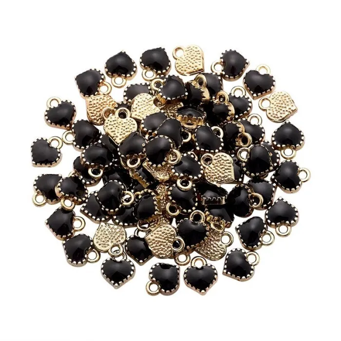 PulseraPequeños colgantes en forma de corazón - para hacer joyas - pulseras / collares - 100 piezas