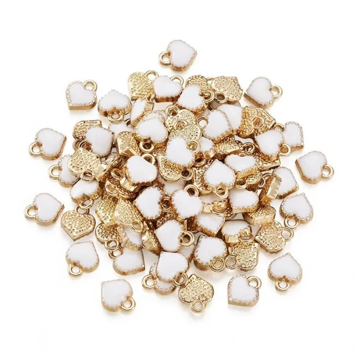 PulseraPequeños colgantes en forma de corazón - para hacer joyas - pulseras / collares - 100 piezas