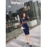 Elegante vestido lápis listrado - com manga longa