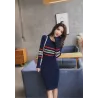 Elegant stripete blyantkjole - med lange ermer