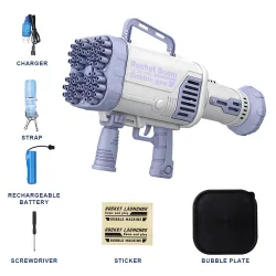 Elektrisk bubbelpistol / maskin - med kylfläkt / lampor - 64-hål