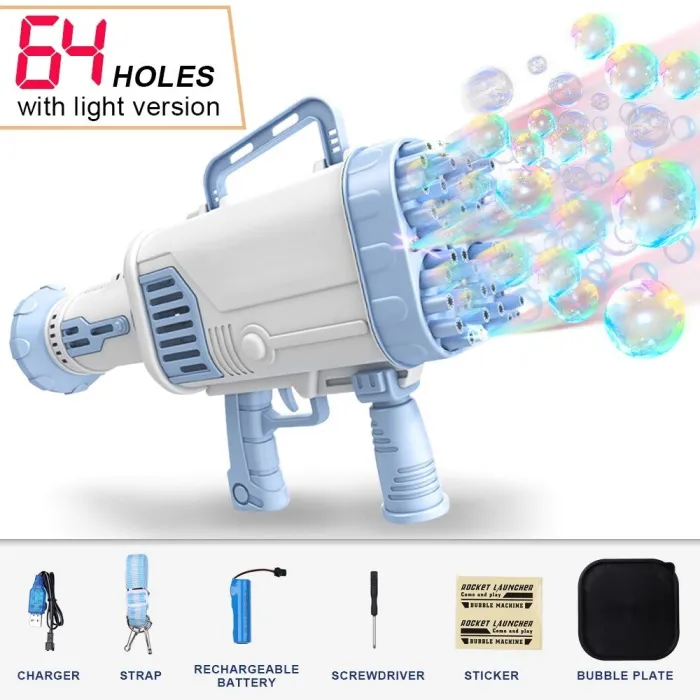 Elektrisch bellenblaaspistool / machine - met koelventilator / verlichting - 64-gaatsSpeelgoed