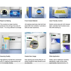 Elektrisk ismaskin - snøfnuggmaskin - isknuser - rustfritt stål - 270W