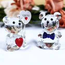 BodaOso de cristal - con corazón / lazo / mariposa / TE AMO - estatuilla