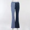 Skinny jeans - brede ben - med håndmønster - tofarvet