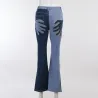 Skinny jeans - brede ben - med håndmønster - tofarvet
