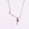 CollarCollar elegante con botella de vino / copa de vino / circón rojo en forma de corazón