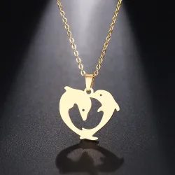 Pendentif dauphin double - avec collier