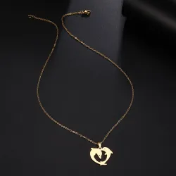 Double dolphin pendant - with necklaceNecklaces