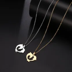 Pendentif dauphin double - avec collier