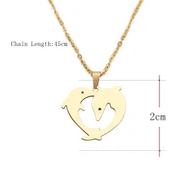 Pendentif dauphin double - avec collier
