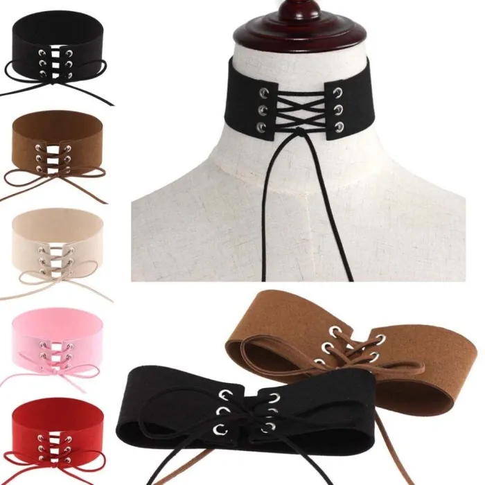 Sexy choker med snøre - kort fløyelskjede - gotisk stil