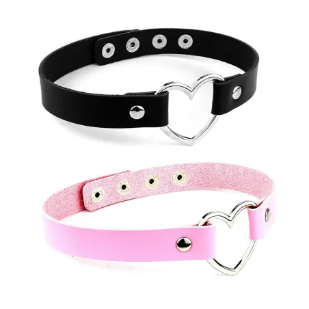 Sexy Vintage choker - kort skinnkjede med hjerte - justerbar