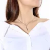 CollarColgante delgado en forma de ola - con piedras arcoíris - collar de acero inoxidable