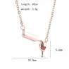 CollarCollar elegante con botella de vino / copa de vino / circón rojo en forma de corazón
