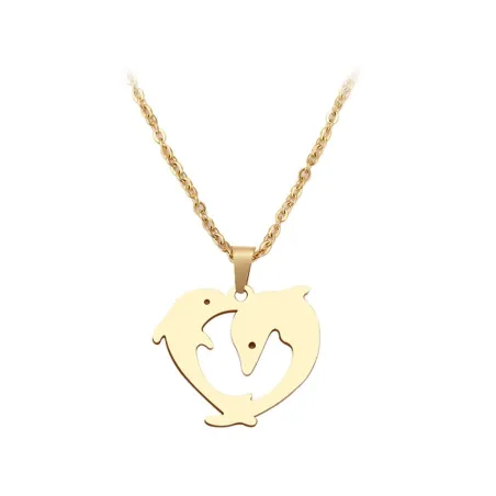 Pendentif dauphin double - avec collier