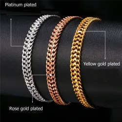 Trendy armbånd med bred netting - punk-stil - rustfritt stål