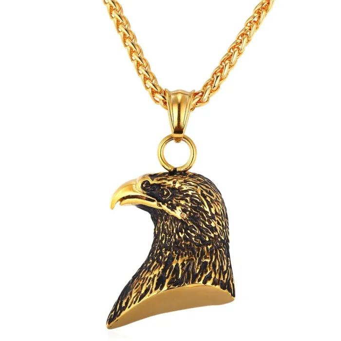 Pendentif en forme d'aigle avec chaîne - unisexe - acier inoxydable