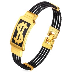 Bracelet motif dollar américain - acier inoxydable 316L