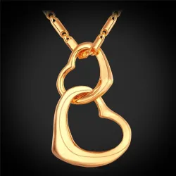 Collier tendance avec pendentif double cœur