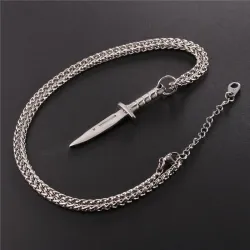 Pendentif en forme de couteau avec collier - style Hip Hop - acier inoxydable