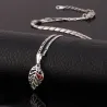 Pendentif en forme de feuille avec cristaux - collier en acier inoxydable