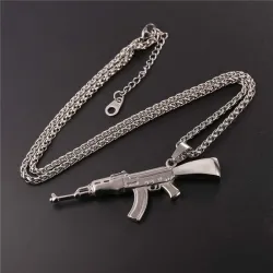 AK47 stormgevær formet vedhæng - rustfrit stål halskæde - hip hop / army stil
