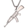 Pendentif en forme de fusil d'assaut AK47 - collier en acier inoxydable - style hip hop / armée