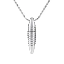 Colar com pingente em forma de bala - suporte de cinzas de cremação memorial - mini urna - que pode ser aberta