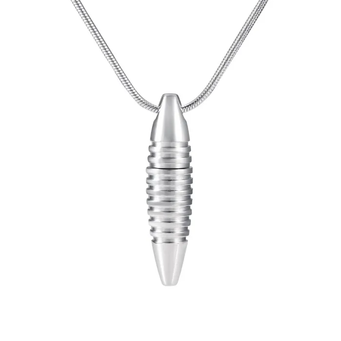 Colar com pingente em forma de bala - suporte de cinzas de cremação memorial - mini urna - que pode ser aberta
