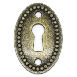 Serrure à trou de serrure de forme ovale - décoration de meubles - bronze antique - 10 pièces