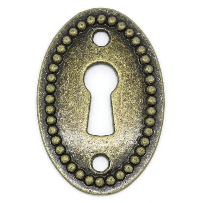 Serrure à trou de serrure de forme ovale - décoration de meubles - bronze antique - 10 pièces