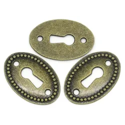 Oval shaped keyhole lock - furniture decoration - antique bronze - 10 piecesMen's Jewellery