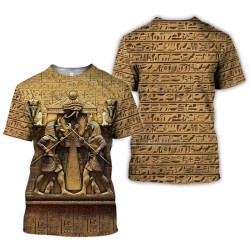 T-shirt impressa em 3D - manga curta - pirâmide misteriosa - totem egípcio