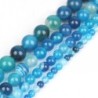 Pierre naturelle - agate bleue - perles rondes lâches - pour la fabrication de bijoux