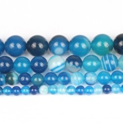 Pierre naturelle - agate bleue - perles rondes lâches - pour la fabrication de bijoux