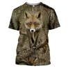Casual short sleeve t-shirt - hunting animals printed - elk / rabbitT-shirts