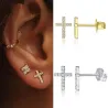 Små ørestikker - med zirkon - geometrisk / kryds / stjerne - 925 sterling sølv