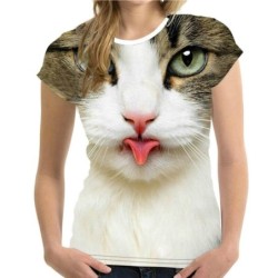 Klassiek T-shirt met korte mouwen - 3D kat bedrukt - unisexBlouses & overhemden