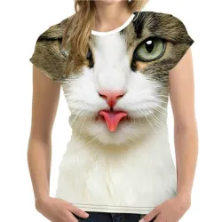 Klassinen lyhythihainen t-paita - 3D-kissaprintti - unisex