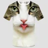 Klassisk kortermet t-skjorte - 3D kattetrykt - unisex