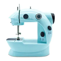 Mini symaskin - bærbar - fotpedal / håndbord / tråder - med lys