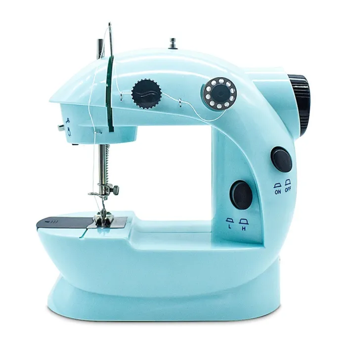TextilMini máquina de coser - portátil - pedal / mesa de mano / hilos - con luz