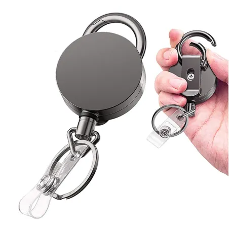 Telescopische metalen sleutelhanger - oprolbaar koord - ID-/sleutelhouderSleutelhangers