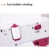Mini elektrisk symaskine - dobbelt hastighed - dobbelt tråde - blade / fuglemønster