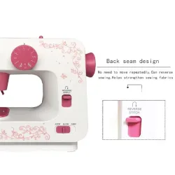 Mini elektrisk symaskin - dobbel hastighet - doble tråder - blader / fuglemønster
