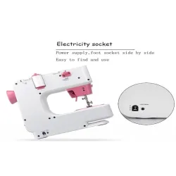 Mini elektrisk symaskin - dobbel hastighet - doble tråder - blader / fuglemønster
