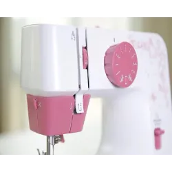 Mini elektrisk symaskin - dobbel hastighet - doble tråder - blader / fuglemønster